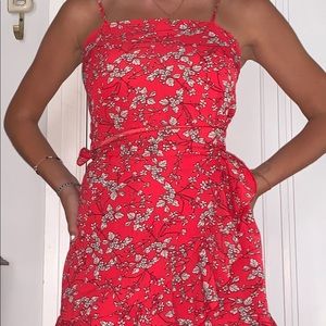 Red floral dress